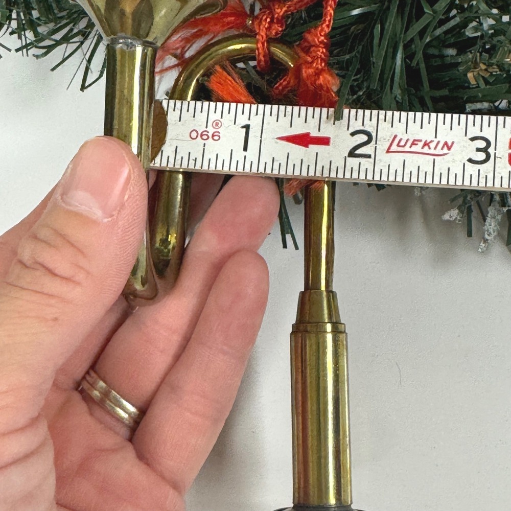 Vintage Brass Horn Christmas Ornaments Set of 2 French Horn Trumpet Musical - Picture 6 of 7